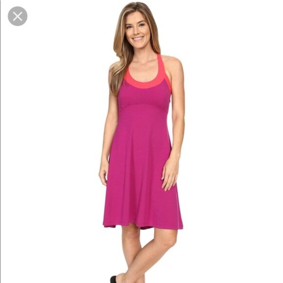 Prana Dresses & Skirts - Prana womens purple pink trim casual outdoor built in bra Cali dress size small
